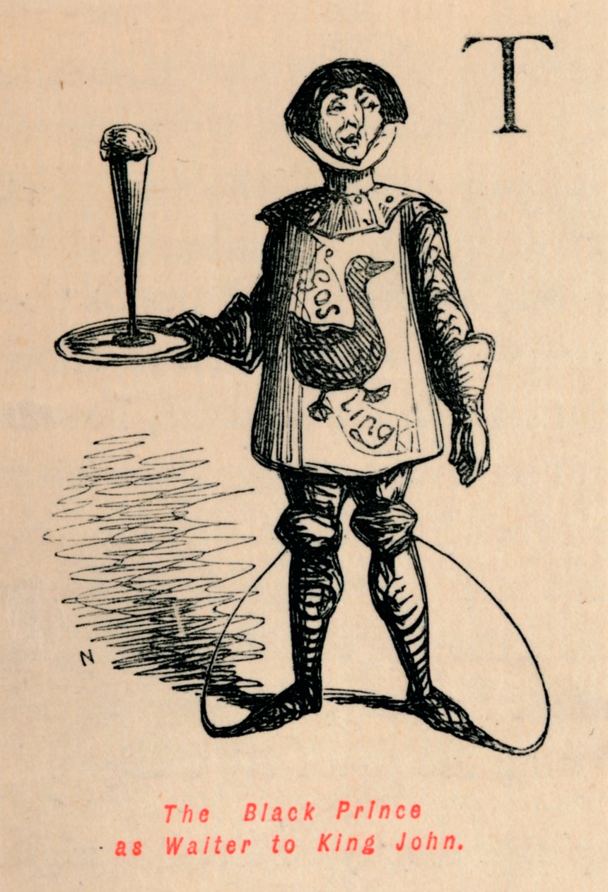 Der Schwarze Prinz als Kellner für König John, ca. 1860 von John Leech