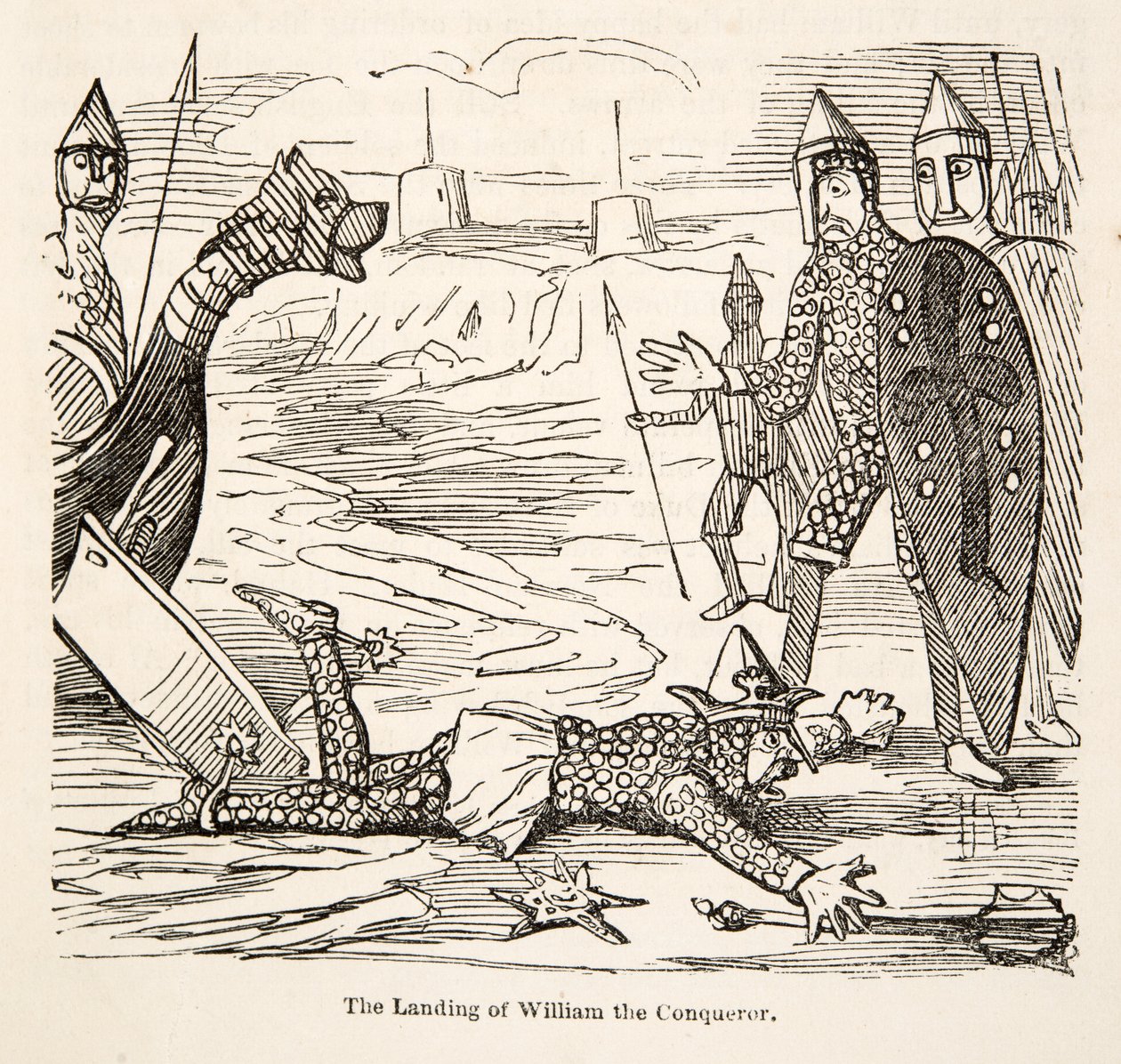 Die Landung von Wilhelm dem Eroberer, aus The Comic History of England, veröffentlicht 1864 von John Leech