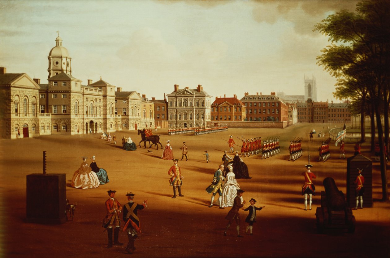 Die 2. Fußgardisten (Coldstream) bei der Parade bei Horse Guards', ca. 1750