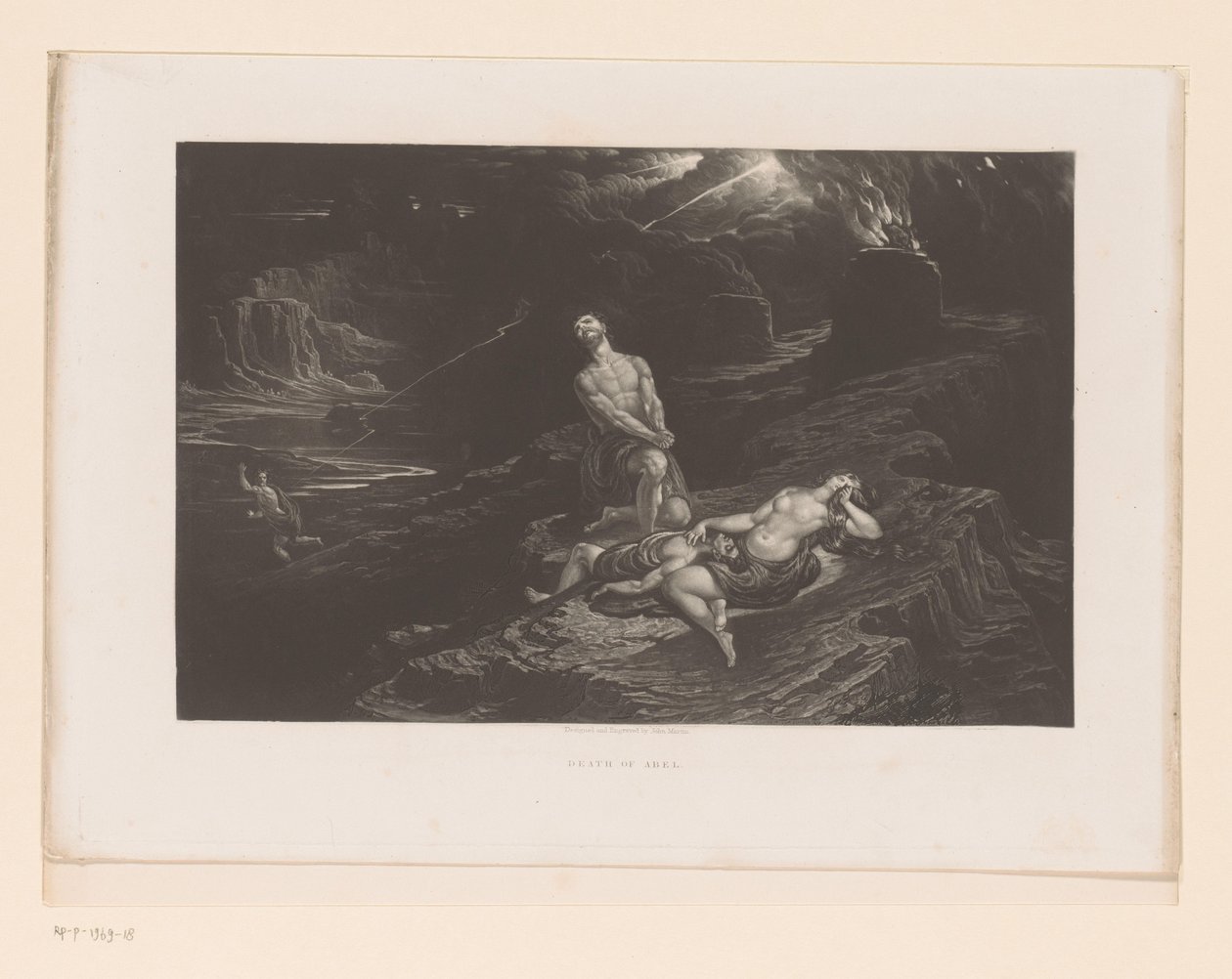 Adam und Eva beweinen Abel und Gott verflucht Kain (Illustrationen zur Bibel) von John Martin