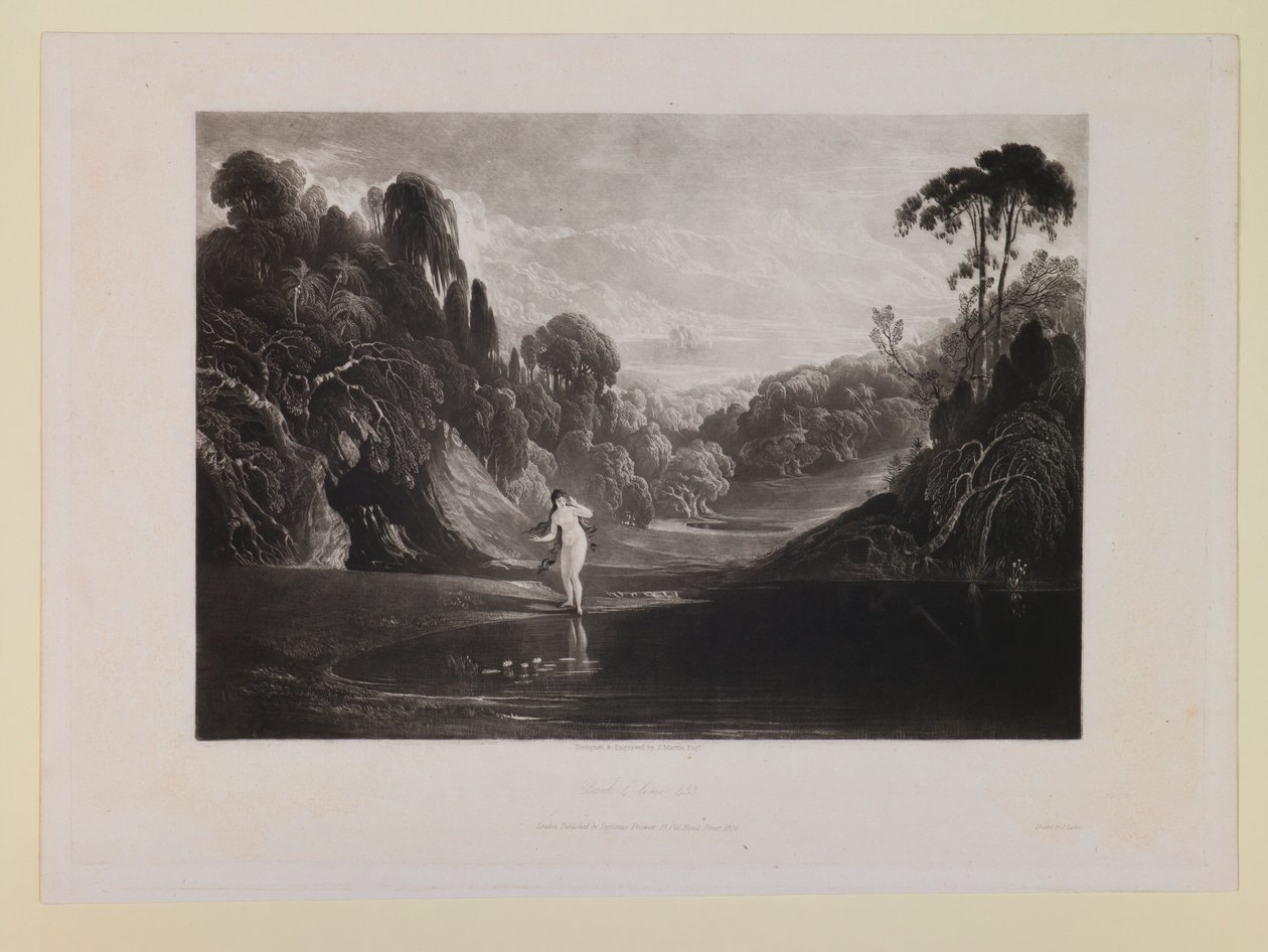 Eva am Brunnen (Buch 4, Zeile 453), aus „Das verlorene Paradies“ von John Martin