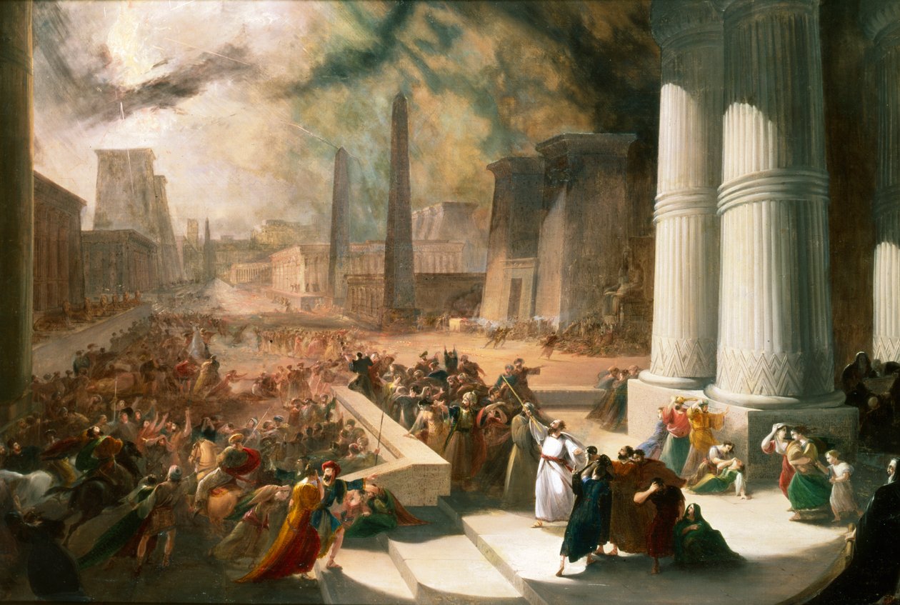 Eine der sieben Plagen Ägyptens. Das Wasser des Nils wurde blutrot von John Martin