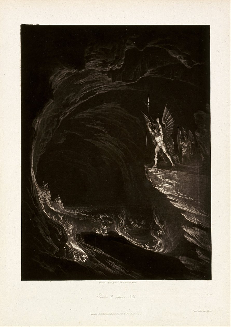 Satan weckt die gefallenen Engel, Buch 1, Zeile 314, aus John Milton, Paradise Lost von John Martin