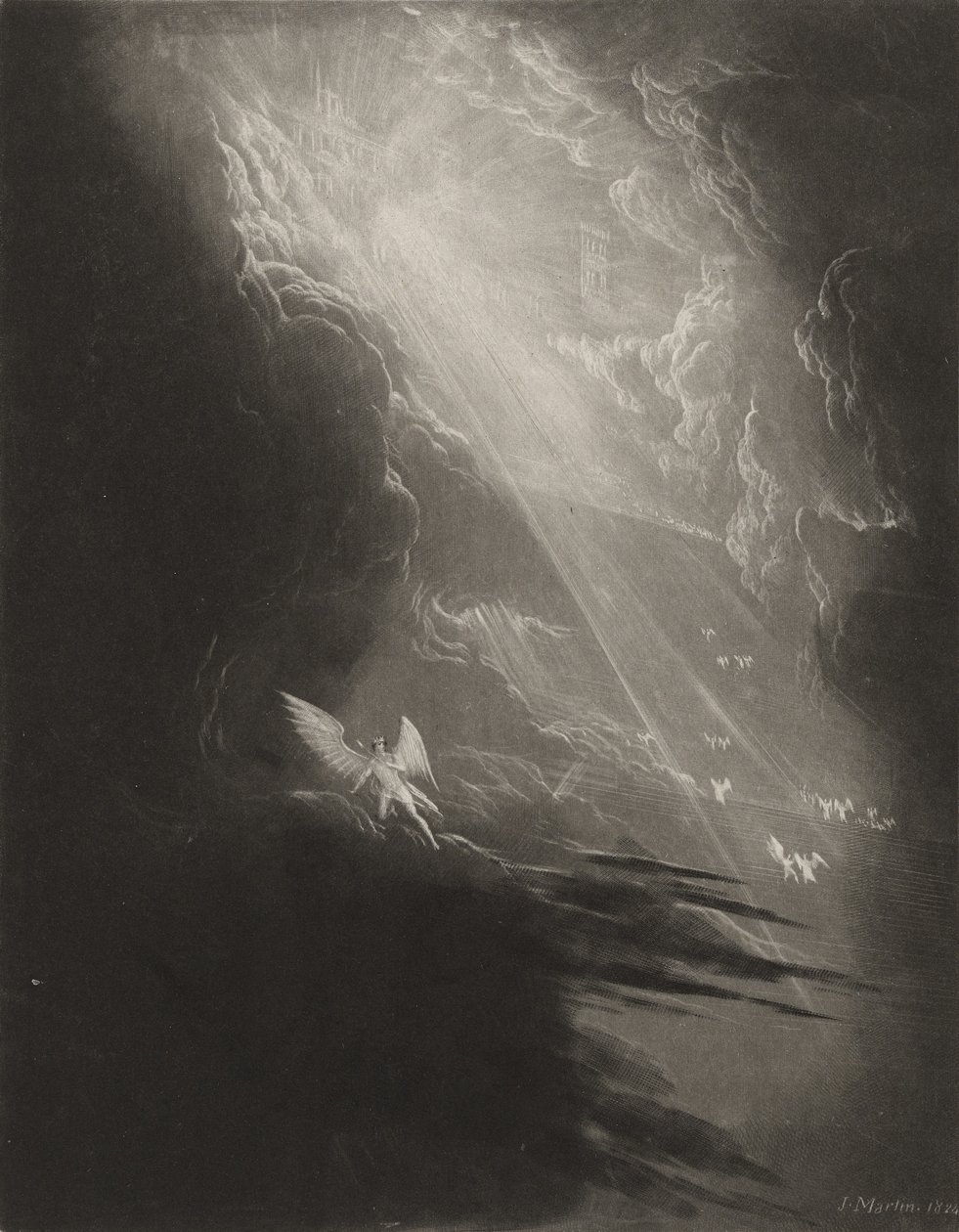 Satan betrachtet den Aufstieg zum Himmel von John Martin