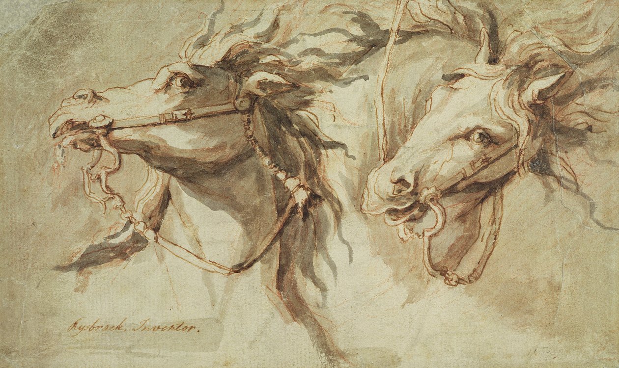 Zwei Pferdeköpfe von John Michael Rysbrack