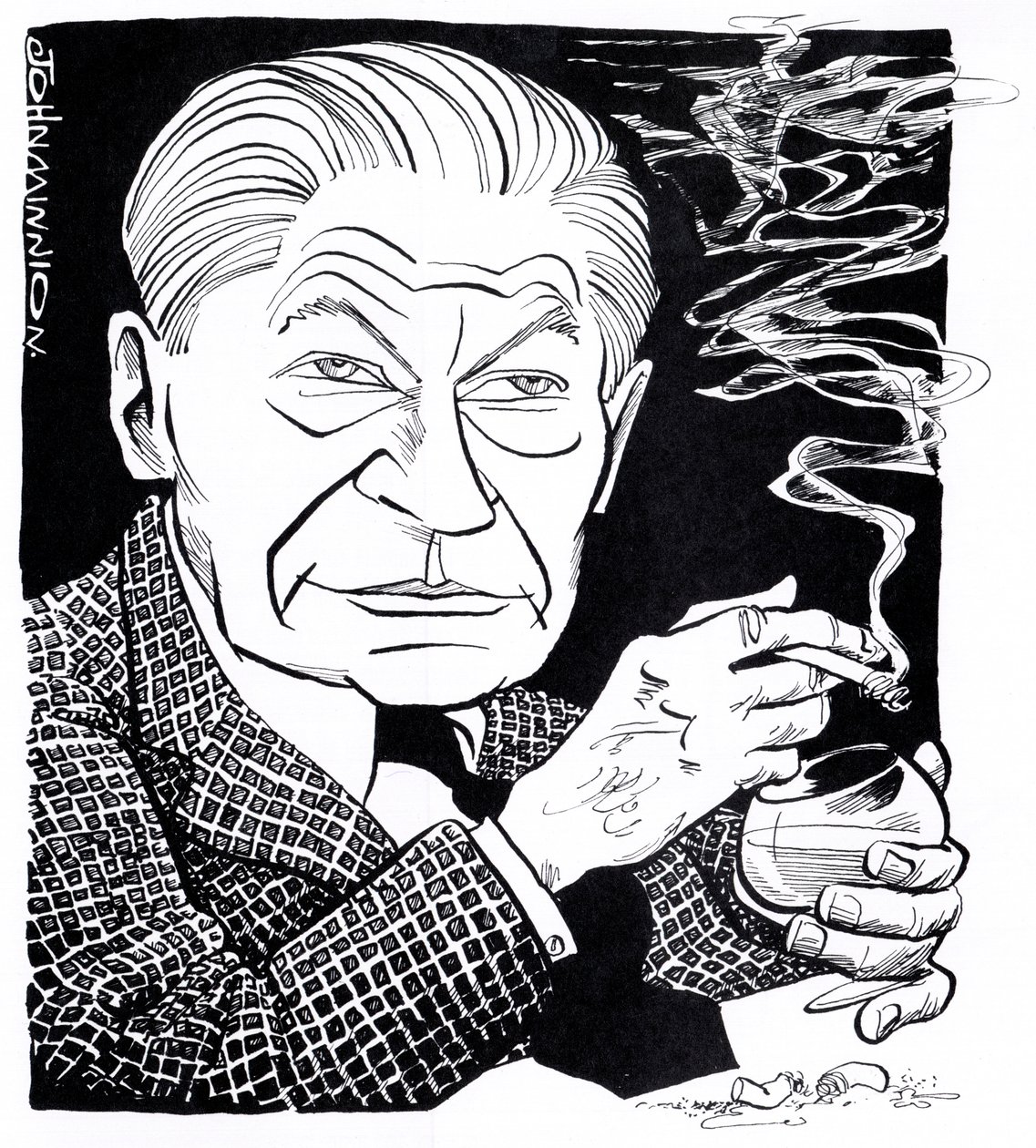 Arthur Koestler - Karikatur von John Minnion
