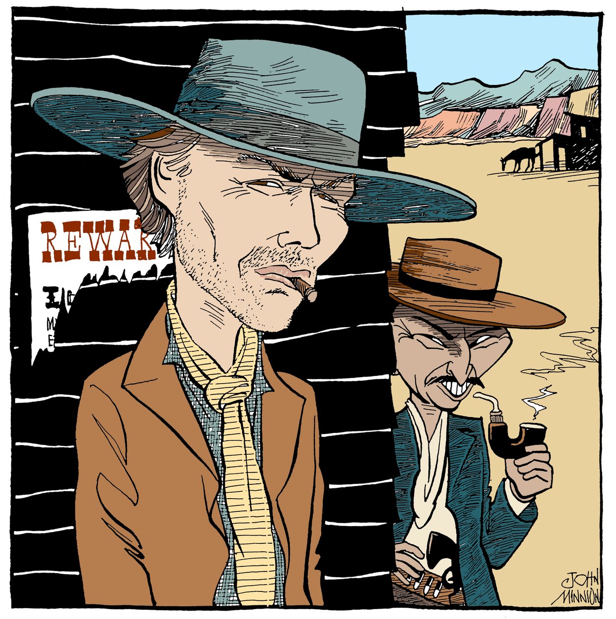 Clint Eastwood und Lee Van Cleef, Karikatur von John Minnion von John Minnion