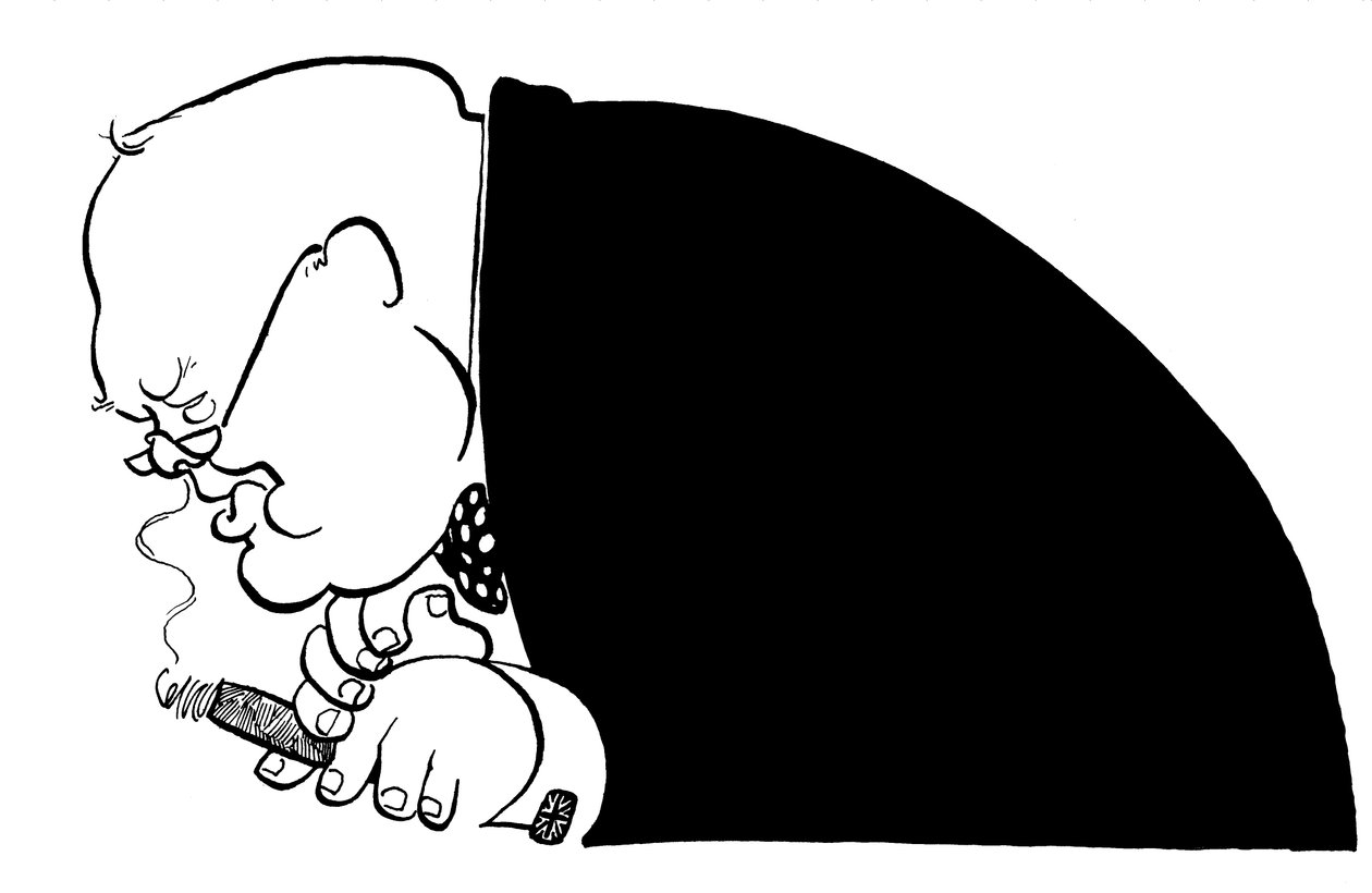 Winston Churchill Karikatur, britischer Politiker, Premierminister des Vereinigten Königreichs von 1940 bis 1945 von John Minnion