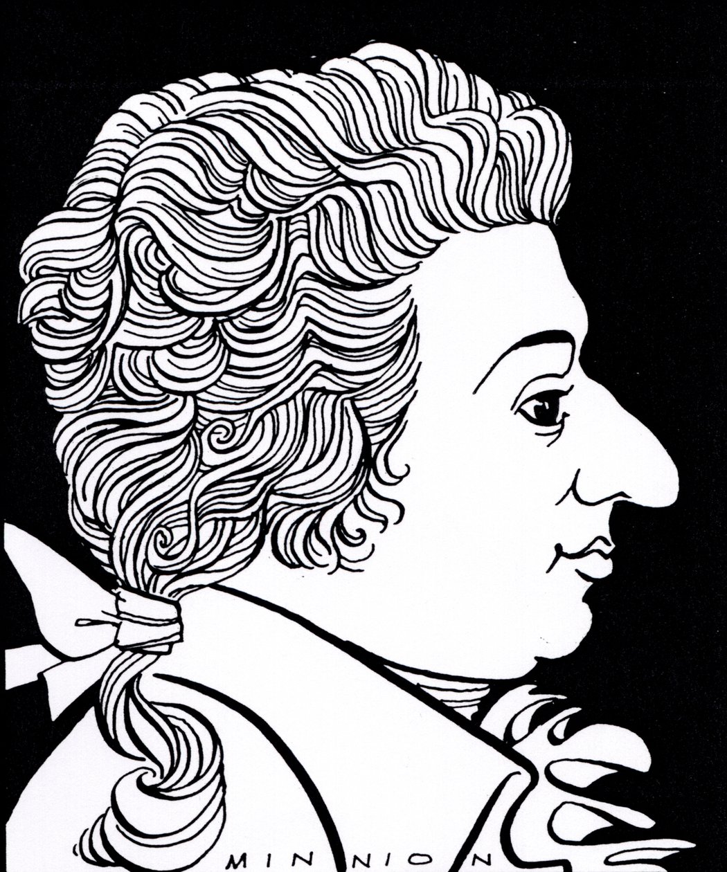 Wolfgang Amadeus Mozart, Karikatur von John Minnion