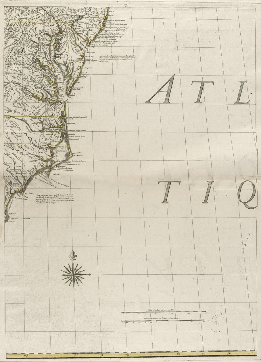 Karte der britischen und französischen Herrschaftsgebiete in Amerika, 1756 von John Mitchell