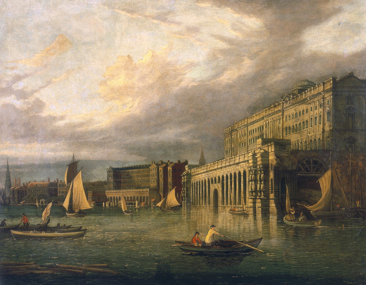 Somerset House und das Adelphi vom Fluss aus, ca. 1825 von John Paul