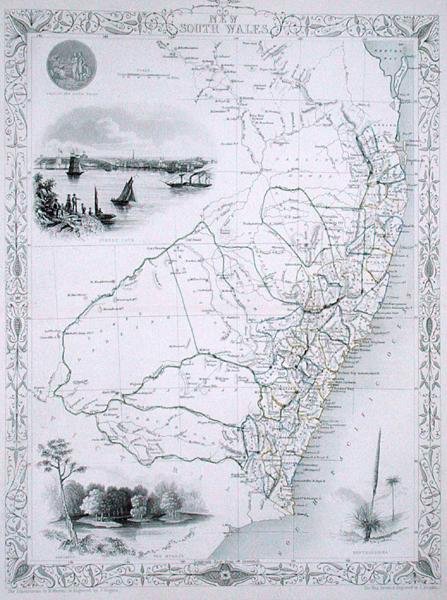 New South Wales, aus einer Serie von Weltkarten, veröffentlicht von John Tallis & Co., London & New York von John Rapkin