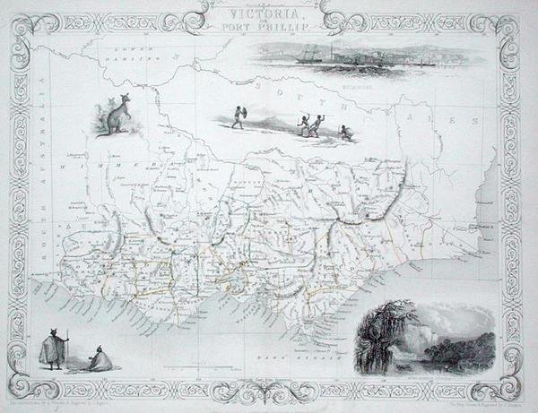 Victoria oder Port Phillip, Australien, aus einer Serie von Weltkarten, veröffentlicht von John Tallis & Co, New York & London von John Rapkin