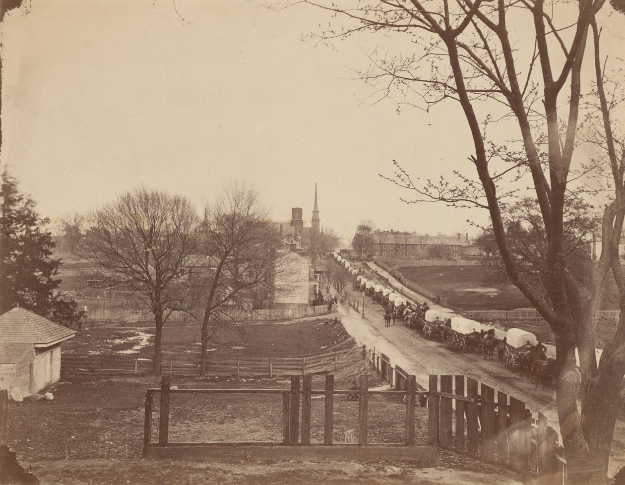 Zug von Armeewagen, die Petersburg, Virginia, im April 1865 betreten von John Reekie