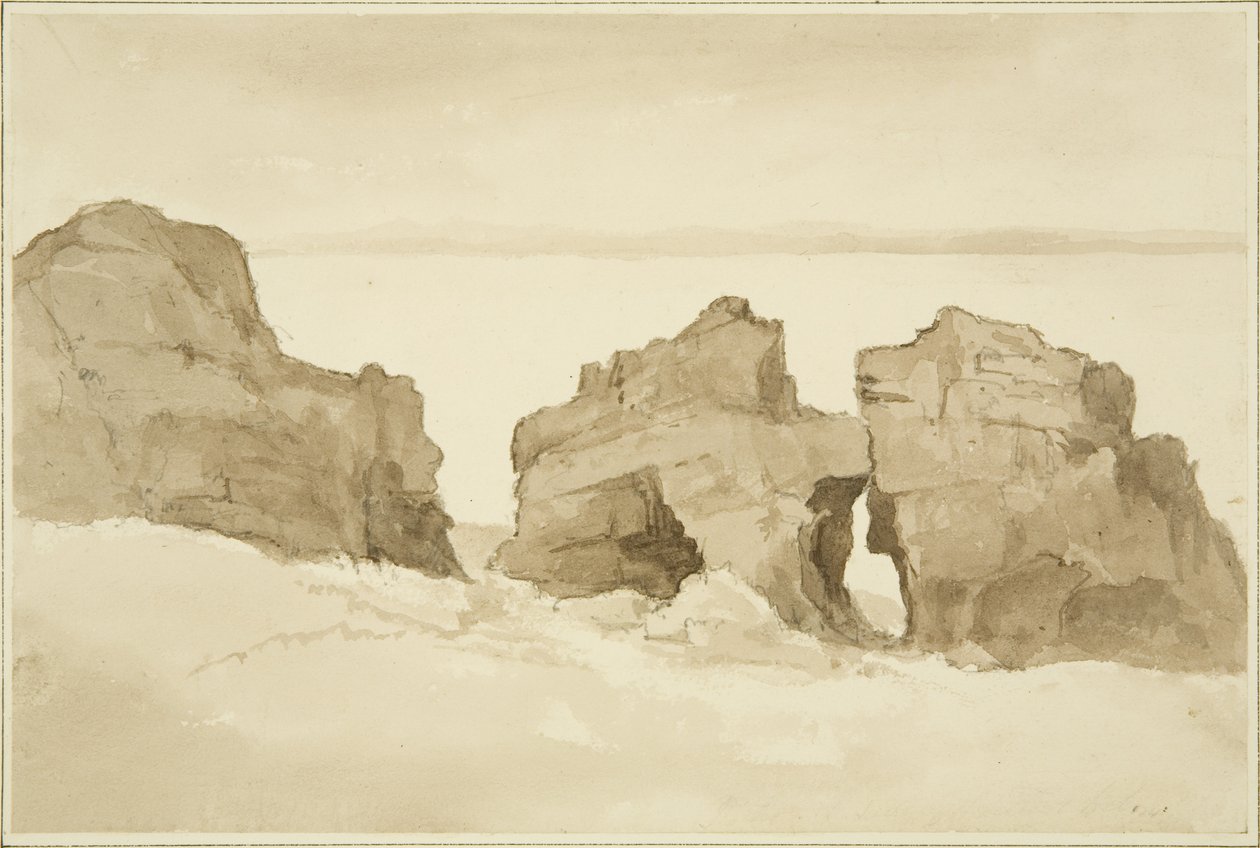 Felsen auf der Nordseite von Flat Holm [Castle Rock] von John Reverend Eden