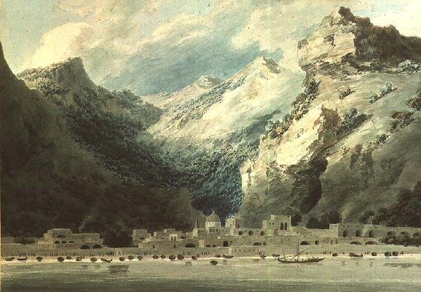 Cetera, eine Fischerstadt am Golf von Salerno von John Robert Cozens