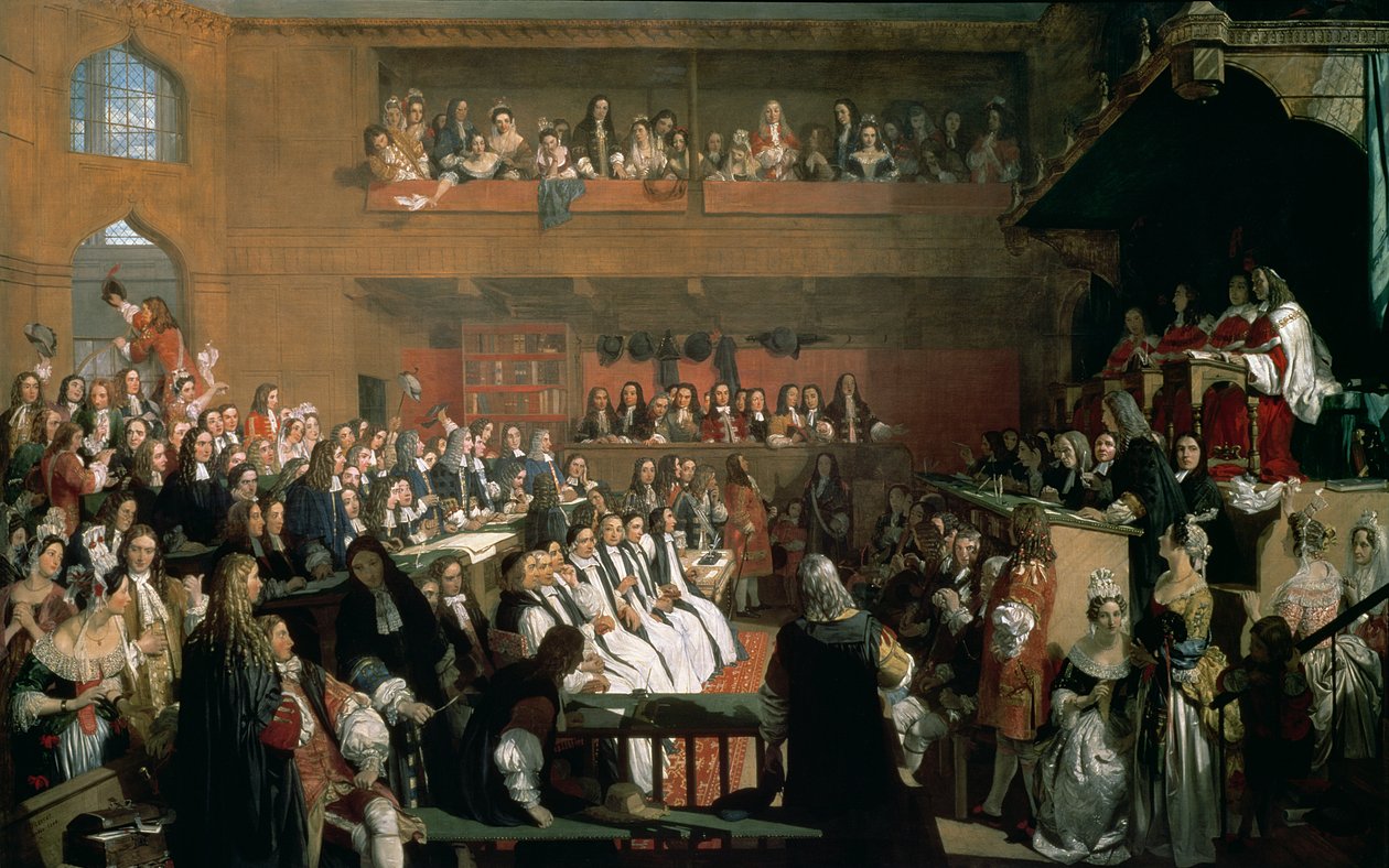 Der Prozess der sieben Bischöfe im House of Commons während der Herrschaft von James II von John Rogers Herbert