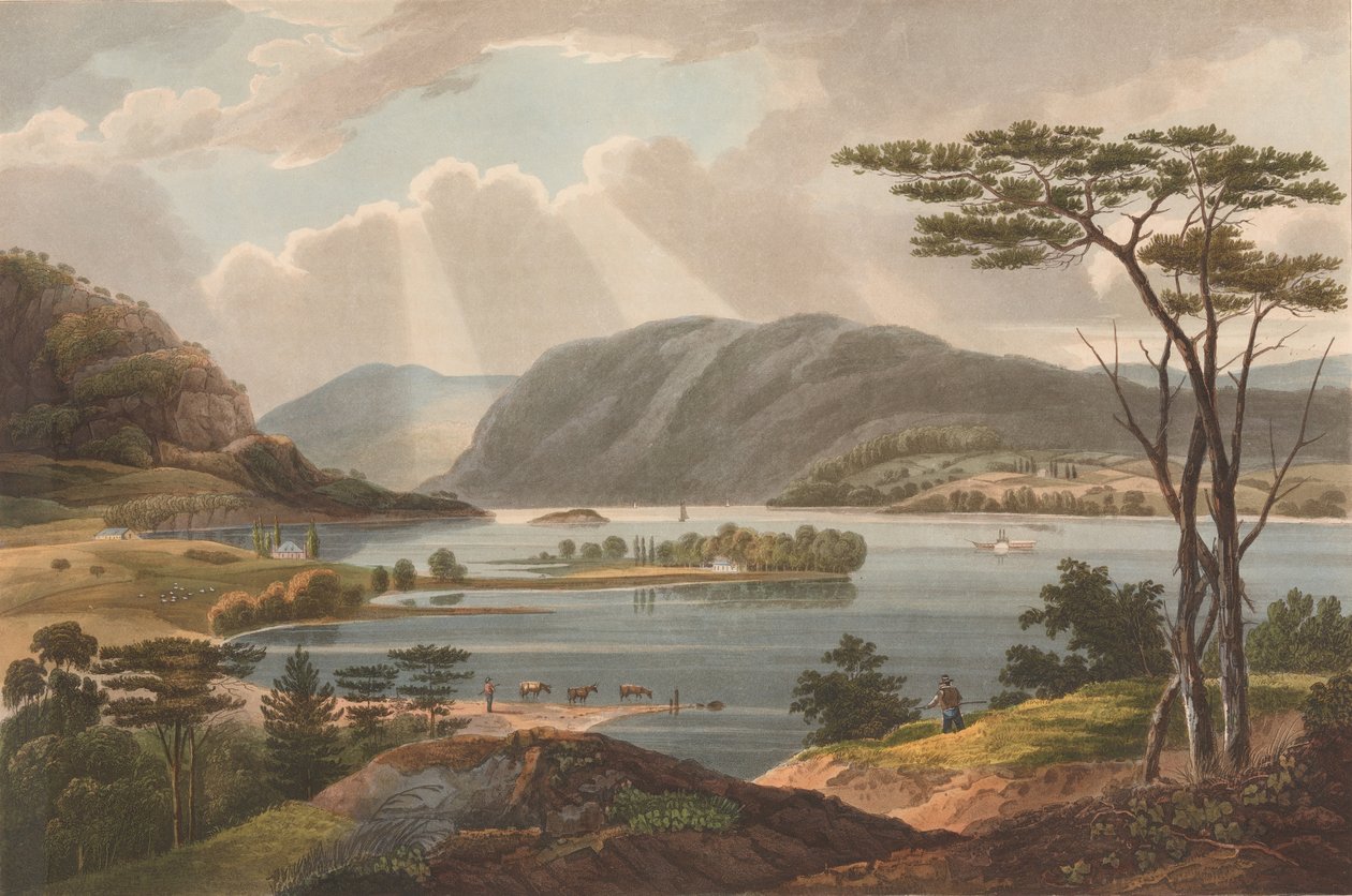 Blick von Fishkill nach West-Point Nr. 15 des Hudson River Portfolios, 1825 von John Rubens Smith