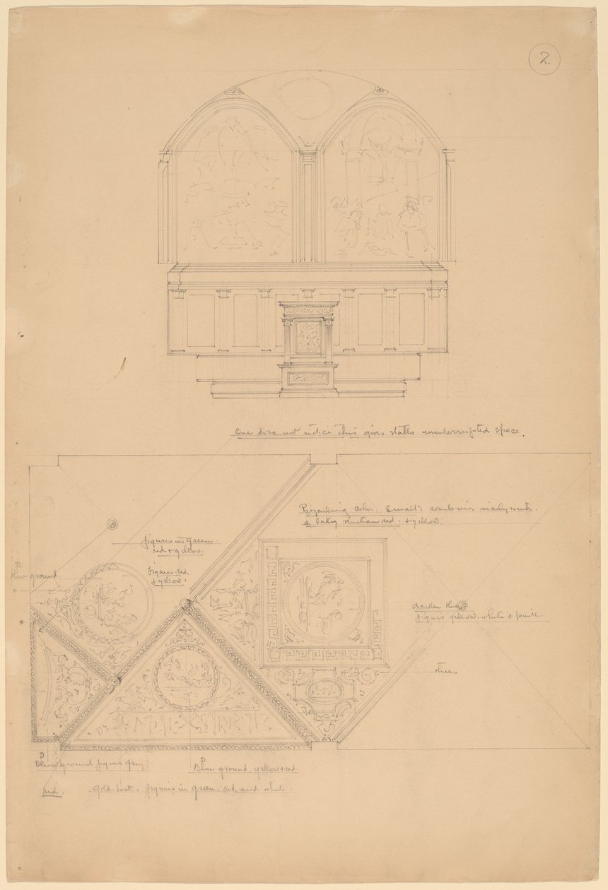 Studie eines Altars und Deckenpaneele von John Russell Pope