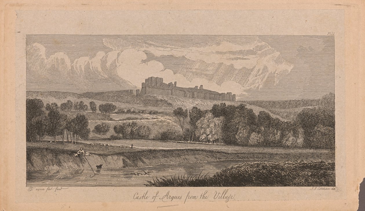 Schloss von Argues vom Dorf aus von John Sell Cotman