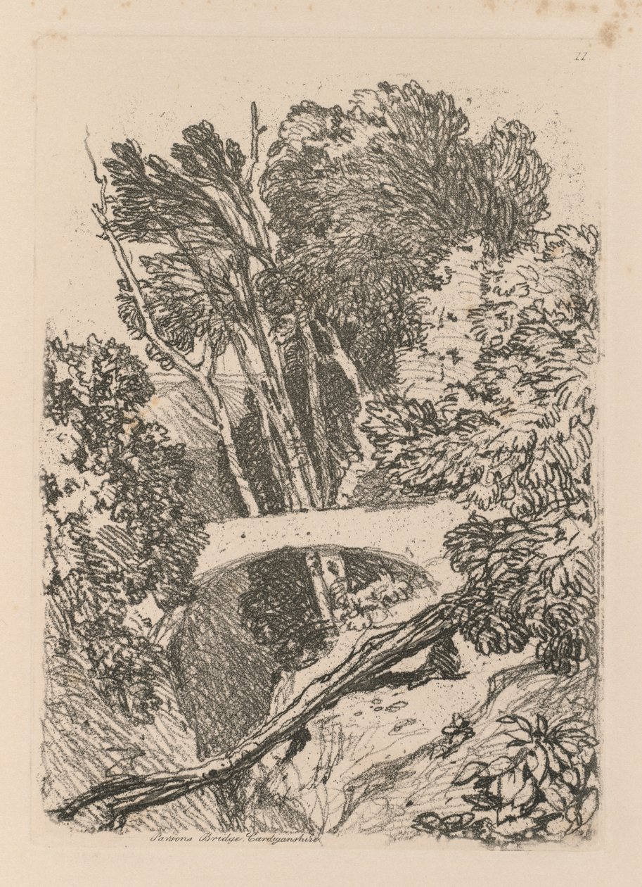 Liber Studiorum: Platte 11: Parsons Bridge, Cardingshire, 1838 von John Sell Cotman