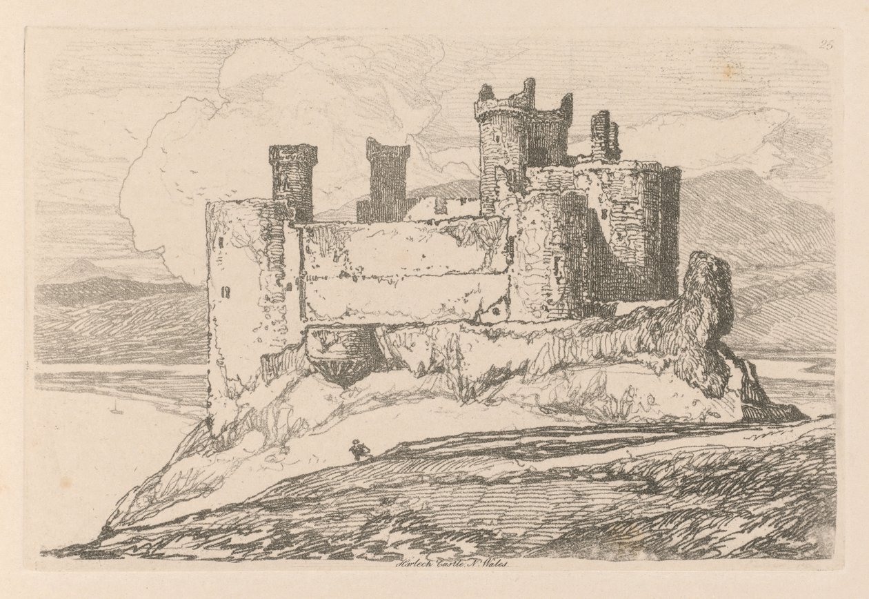 Liber Studiorum: Tafel 25, Harlech Castle, N. Wales von John Sell Cotman
