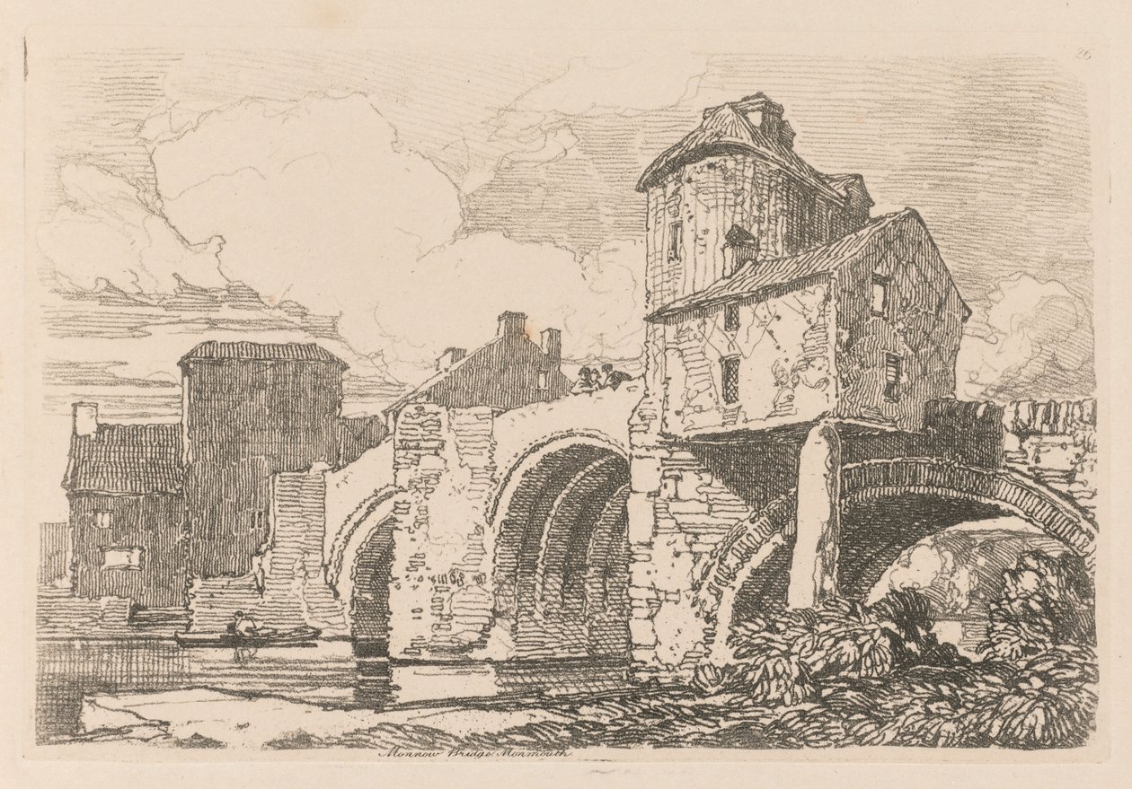 Liber Studiorum: Platte 26, Monnow Bridge, Monmouthshire, 1838 von John Sell Cotman
