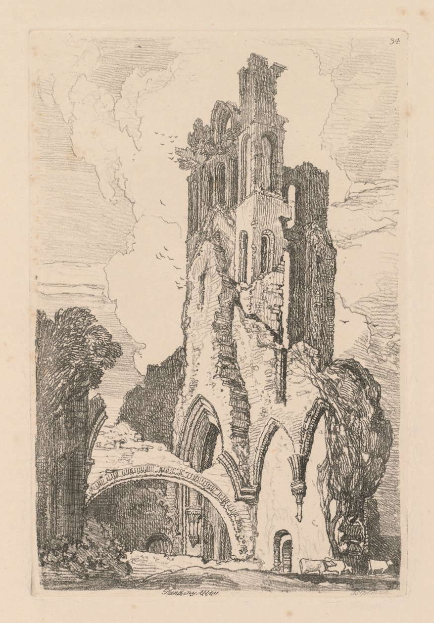 Liber Studiorum: Platte 34, Llanathony Abbey, Monmouthshire, 1838. von John Sell Cotman