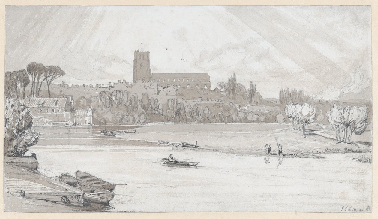 Die Stadt Beccles von der Brücke aus, Suffolk von John Sell Cotman