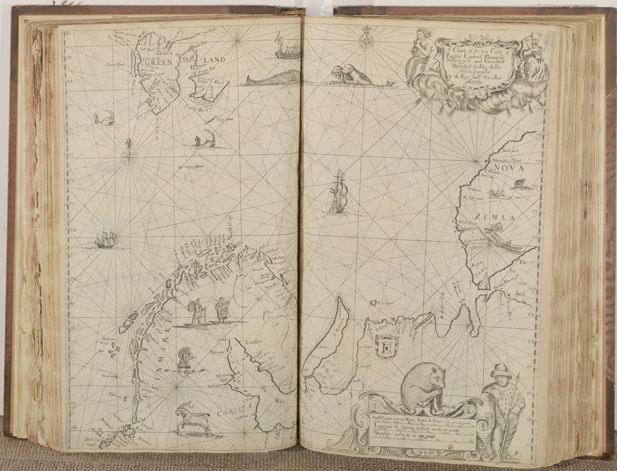 Eine Karte der Seeküsten von Russland, Lappland, Finmarke, Nova Zemla und Grönland, 1671 von John Seller