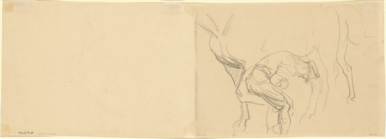 Studie für "Beschlagen von Kavalleriepferden an der Front" [verso] von John Singer Sargent