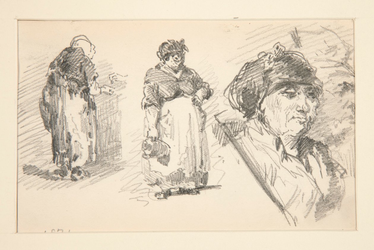Zwei stehende Figuren und ein Kopf von John Singer Sargent