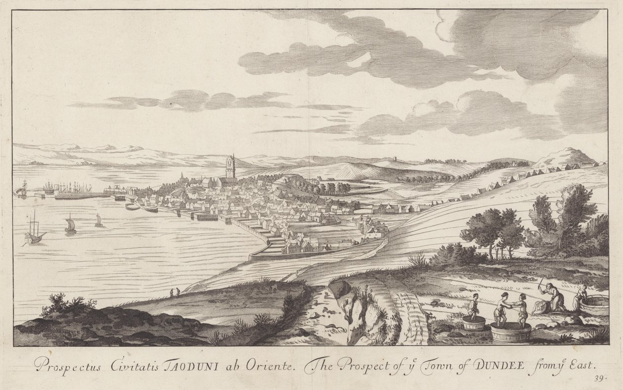 Ein Bild von Dundee, Angus, Schottland, gezeichnet 1693 von John Slezer