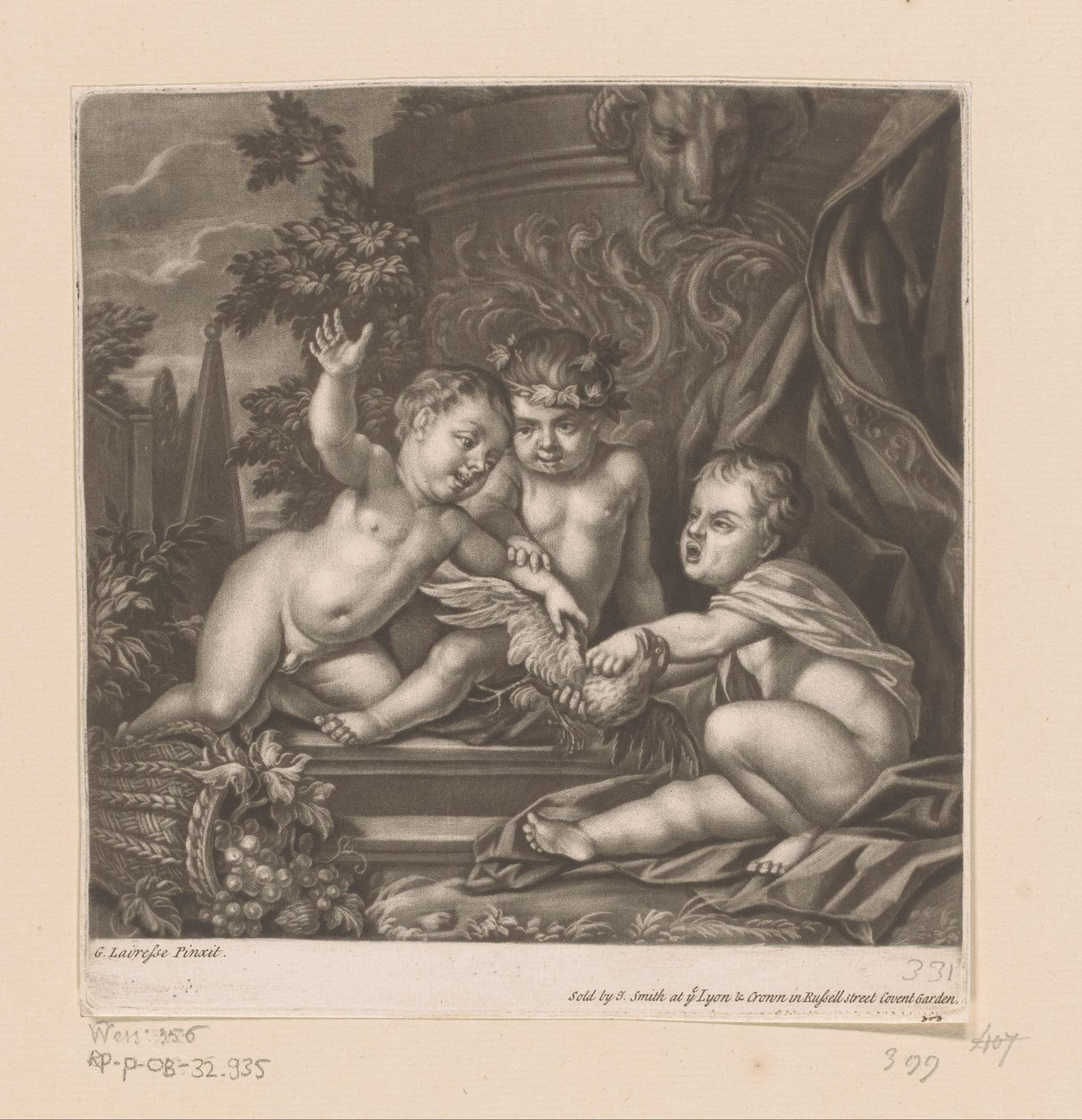 Drei Cupidos mit einem Vogel von attributed to John Smith