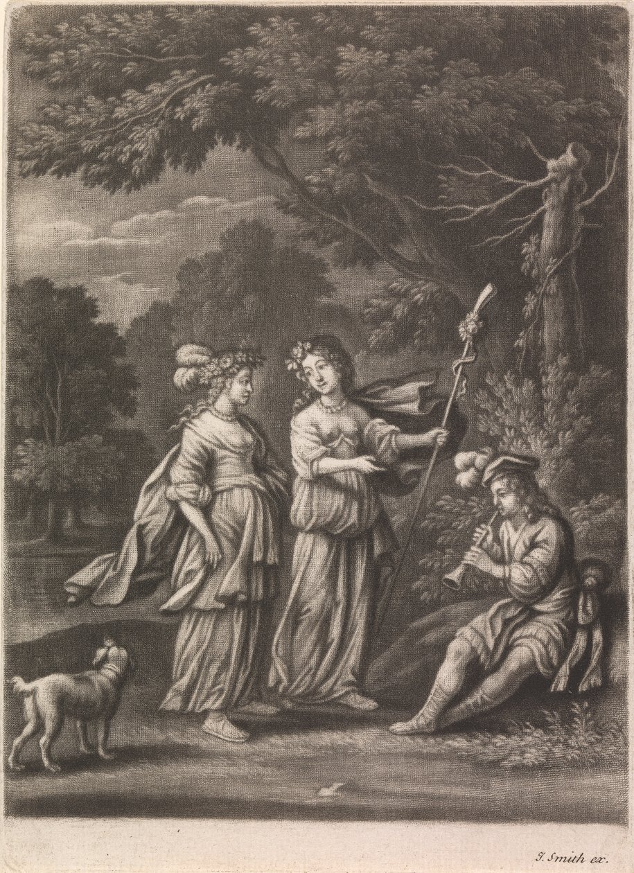 Pastorale Szene mit einem Schalmei-Spieler von John Smith