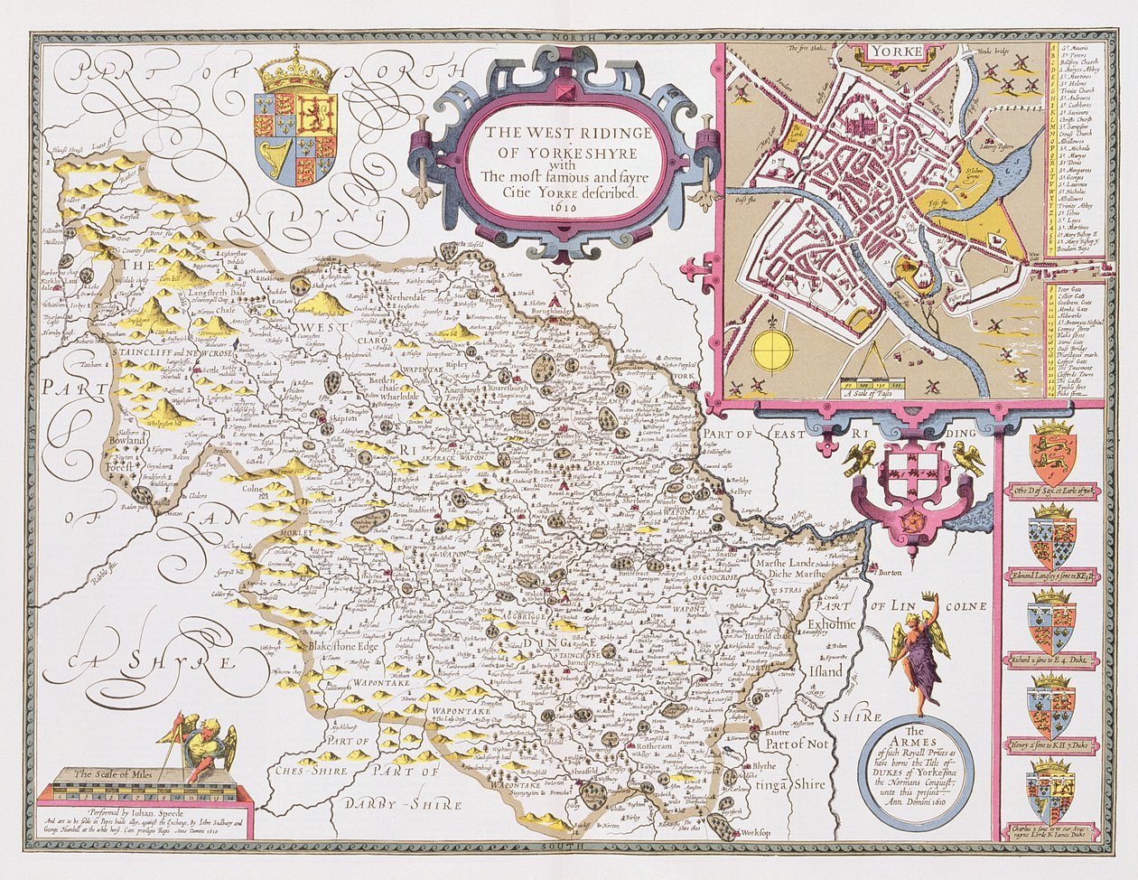 The West Ridinge of Yorkeshyre, graviert von Jodocus Hondius (1563-1612) aus John Speed