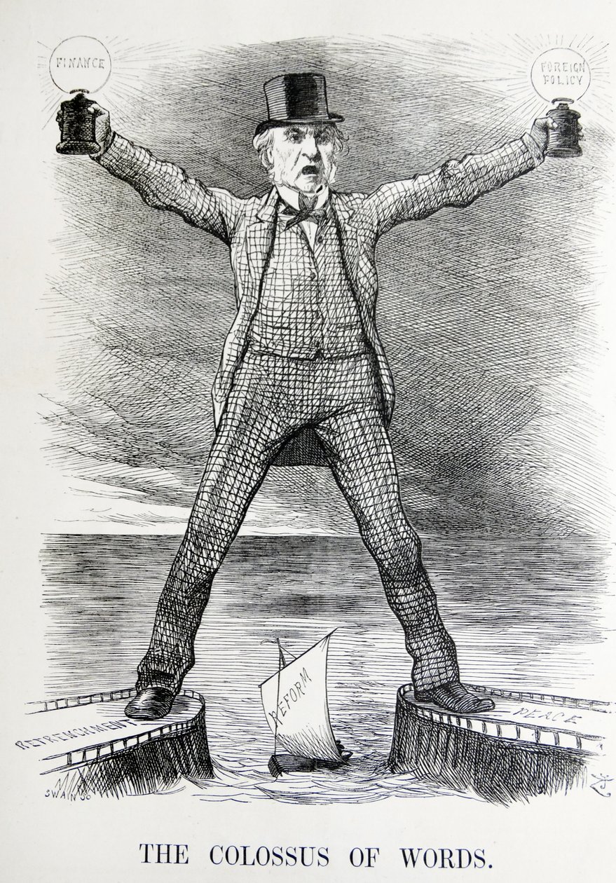 Politische Satire, die William Ewart Gladstone und Benjamin Disraeli darstellt von John Tenniel