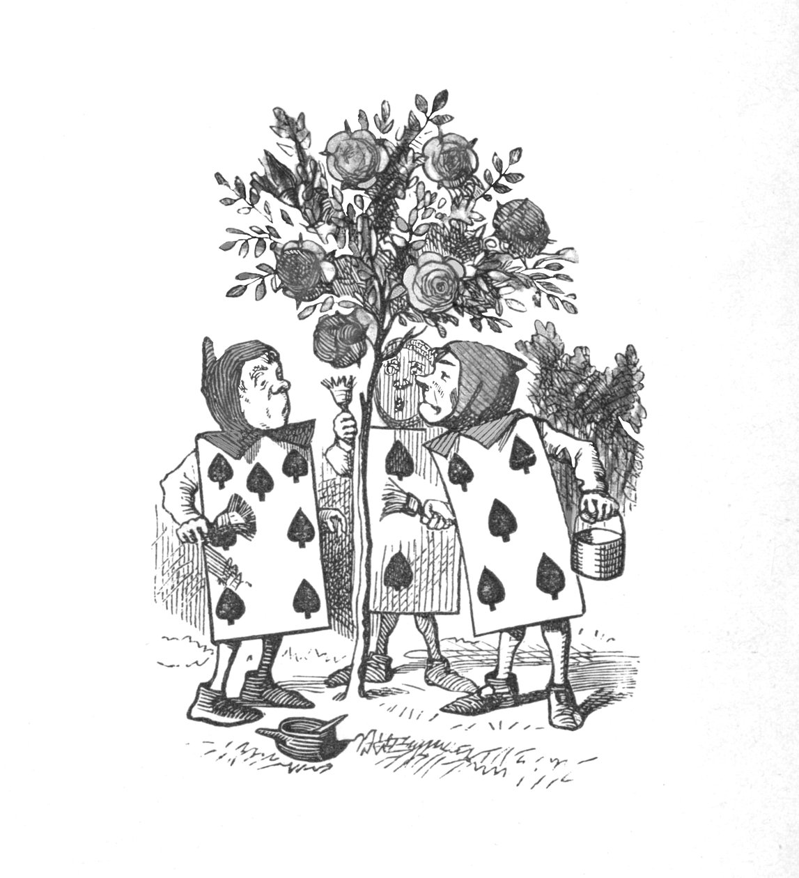 Die Spielkarten malen die Rosenbüsche, 1889 von John Tenniel