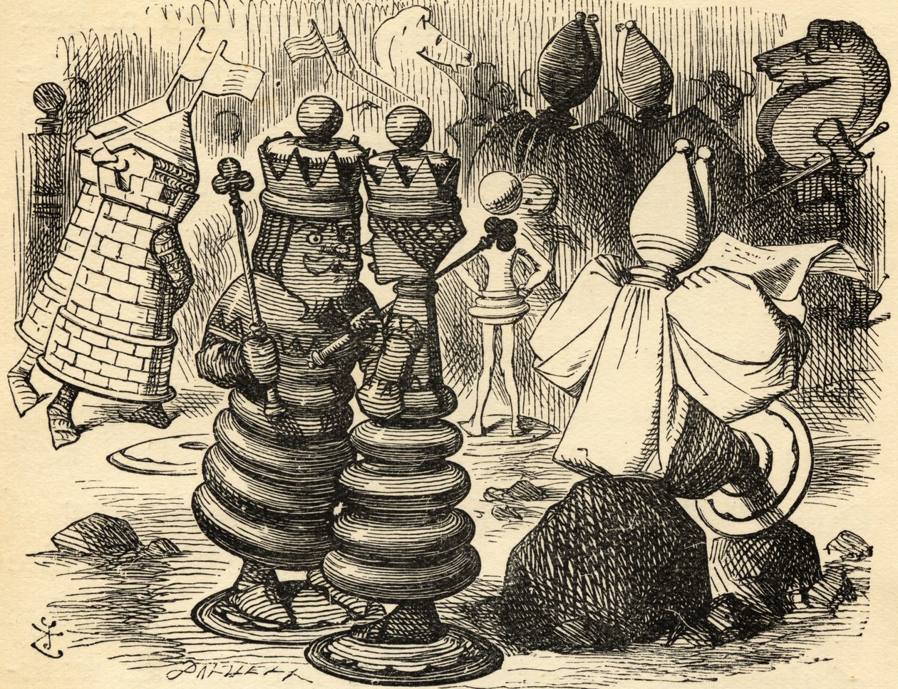 Der Rote König und die Rote Königin. Illustration von Sir John Tenniel von John Tenniel
