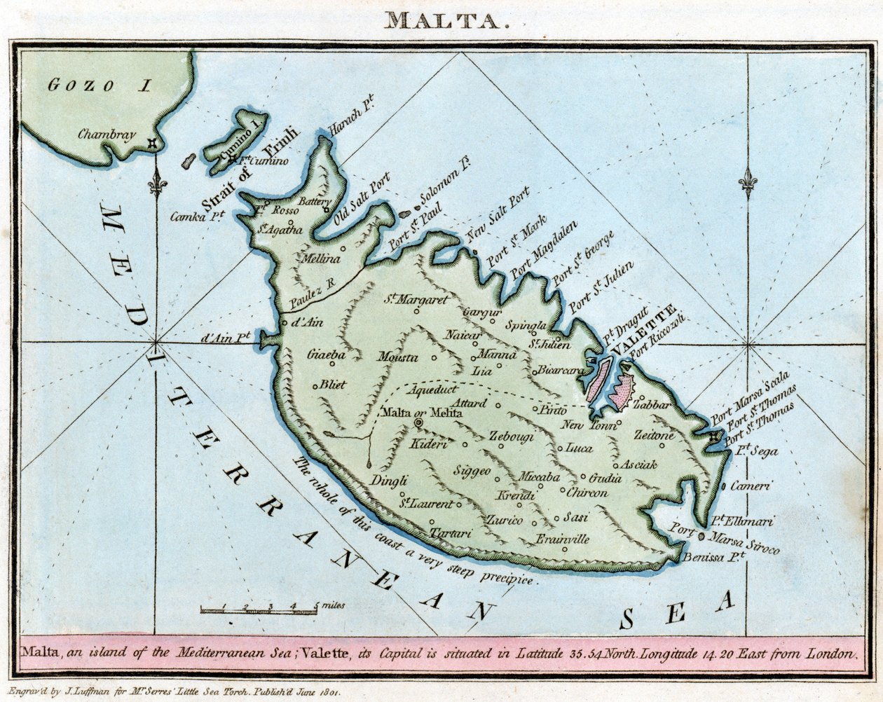 Karte von Malta von John Thomas Serres