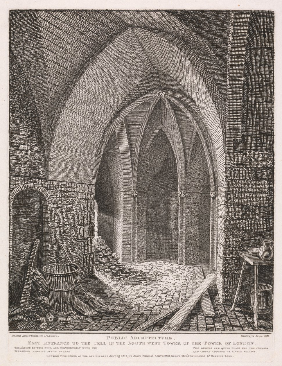 Ost-Eingang zur Zelle im Südwestturm von London von John Thomas Smith