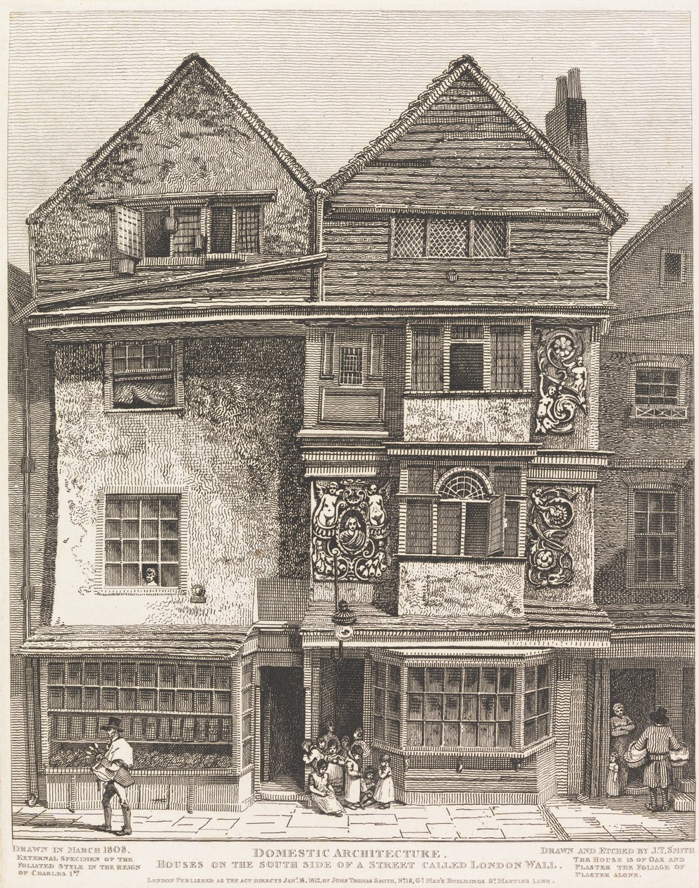 Häuser auf der Südseite einer Straße namens London Wall von John Thomas Smith
