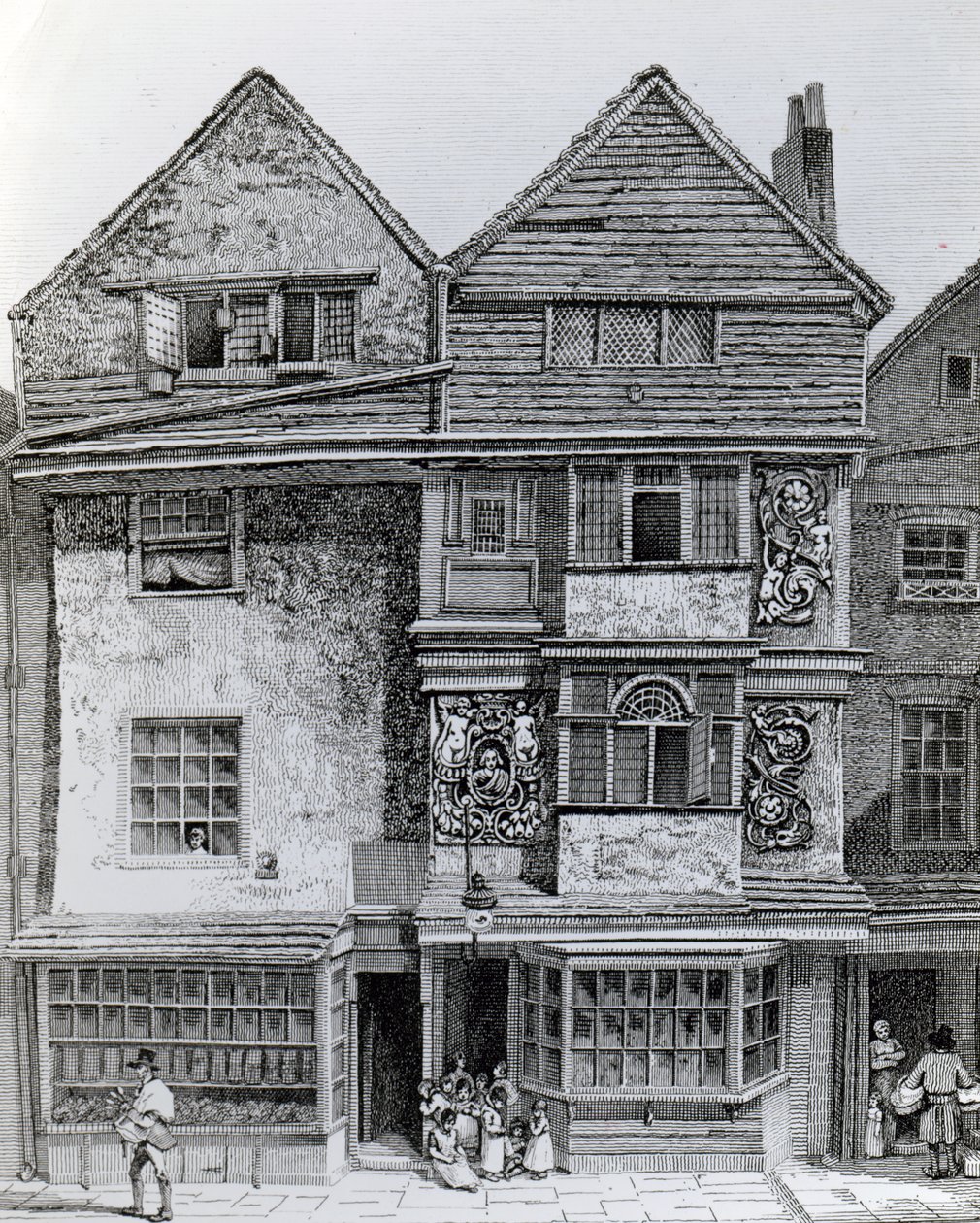 Häuser auf der Südseite einer Straße namens London Wall, veröffentlicht 1812 von John Thomas Smith