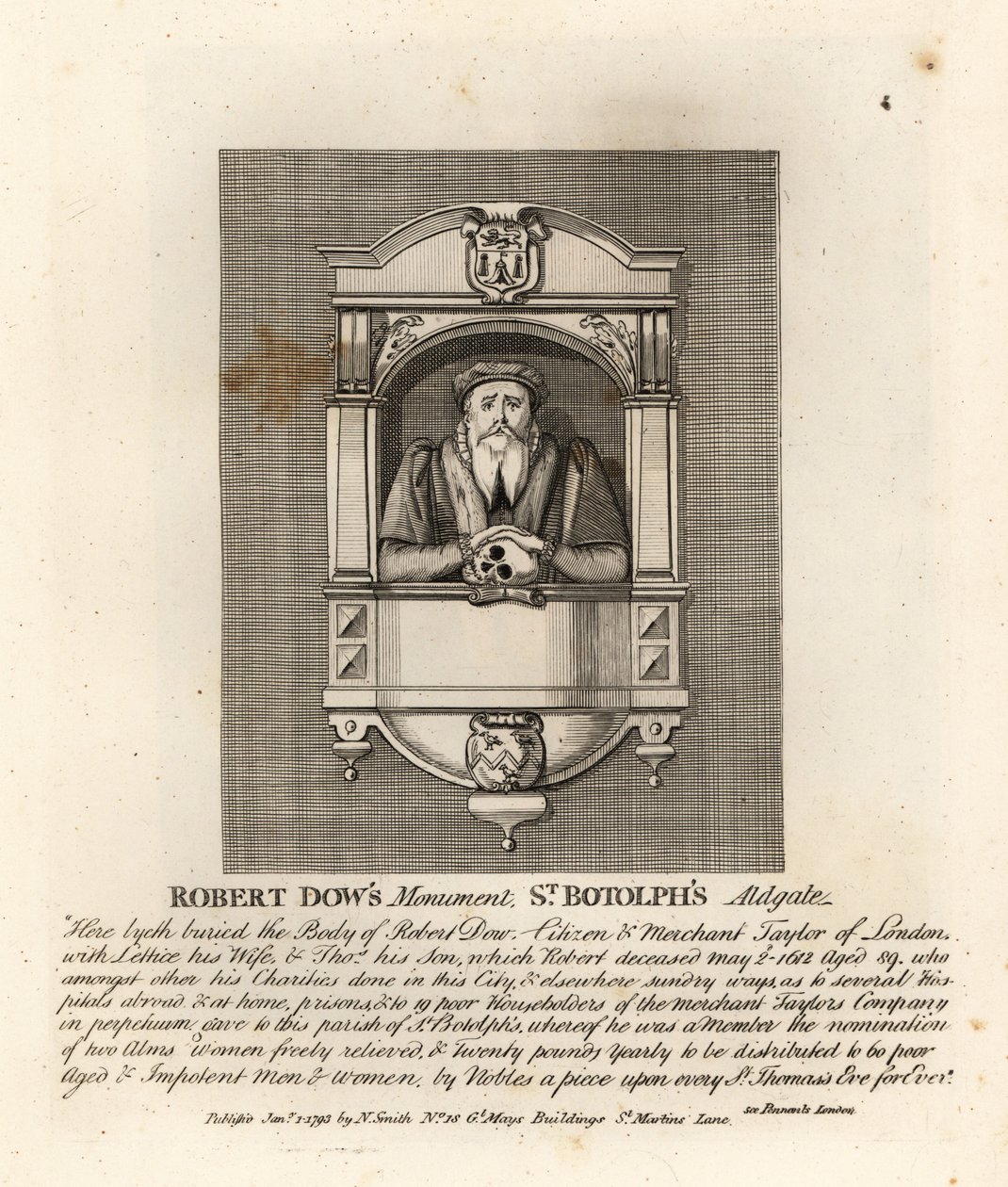 Denkmal für den Kaufmann und Philanthropen Robert Dow in St Botolph