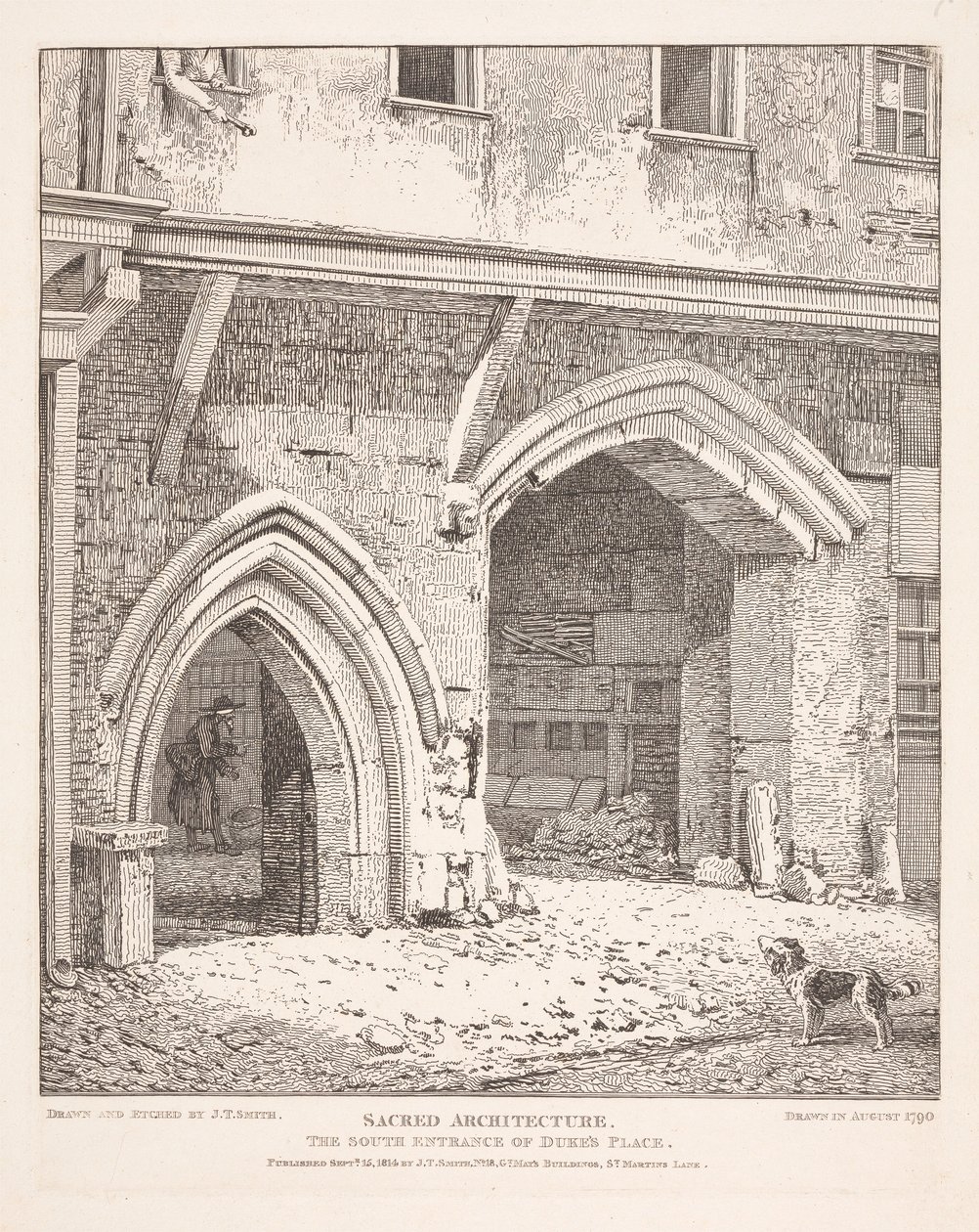 Heilige Architektur: der Südeingang von Dukes Place von John Thomas Smith