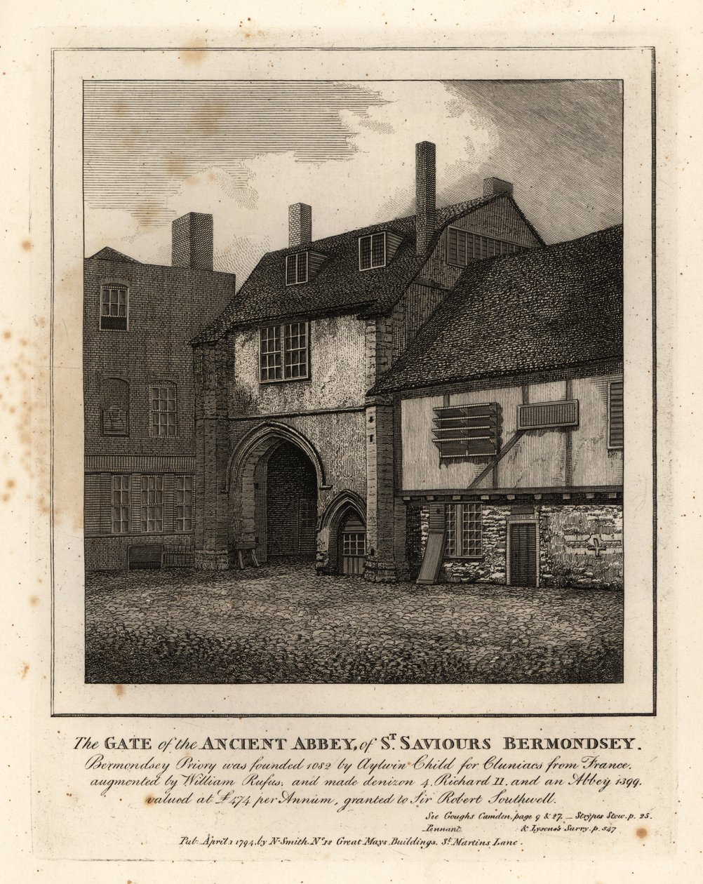 Das Tor der alten Abtei von St. Saviours Bermondsey von John Thomas Smith
