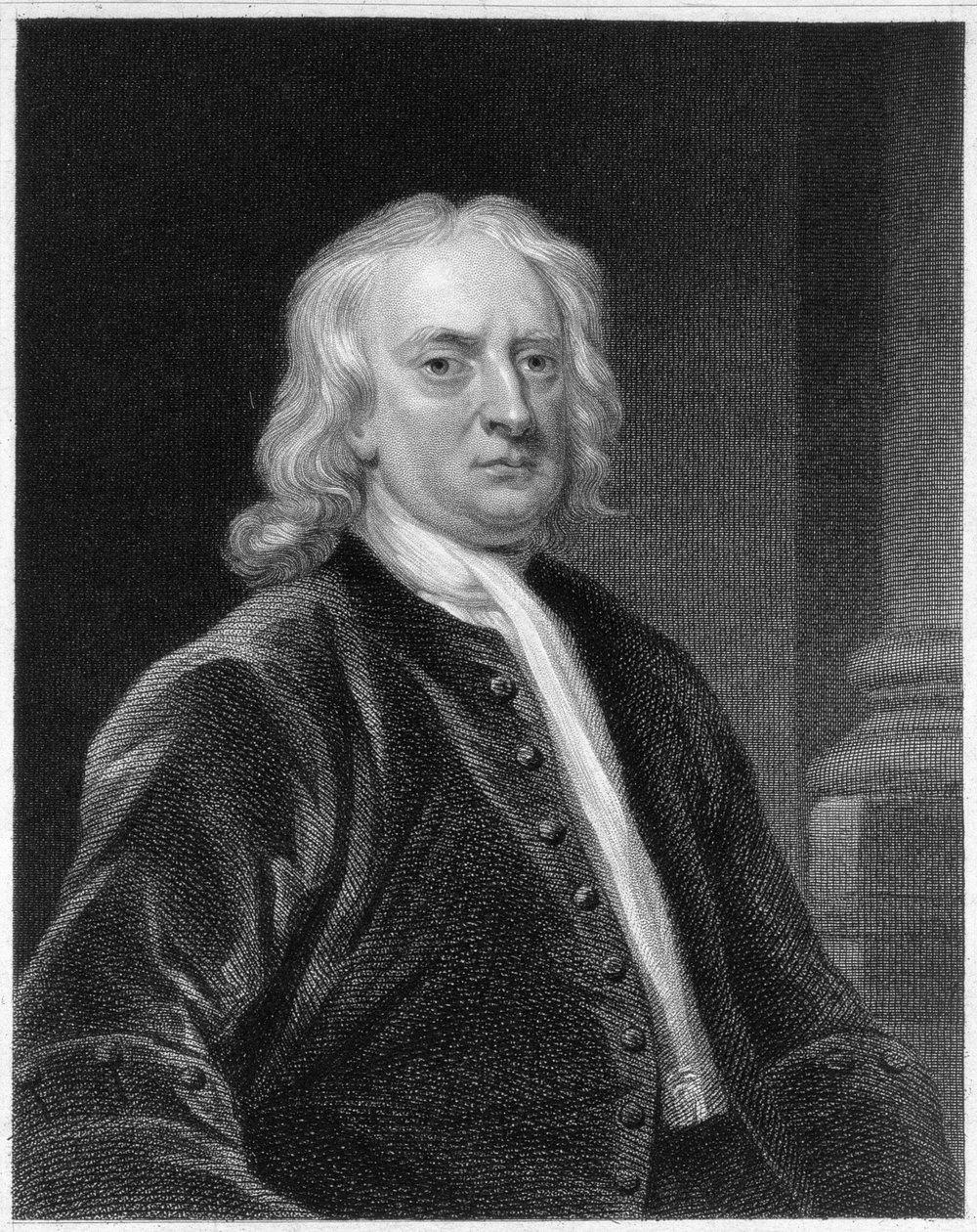 Porträt von Sir Isaac Newton, graviert von Edward Scriven von John Vanderbank