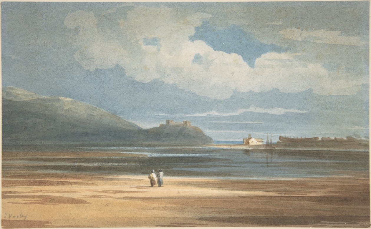 Harlech Castle über den Traeth Mawr von John Varley