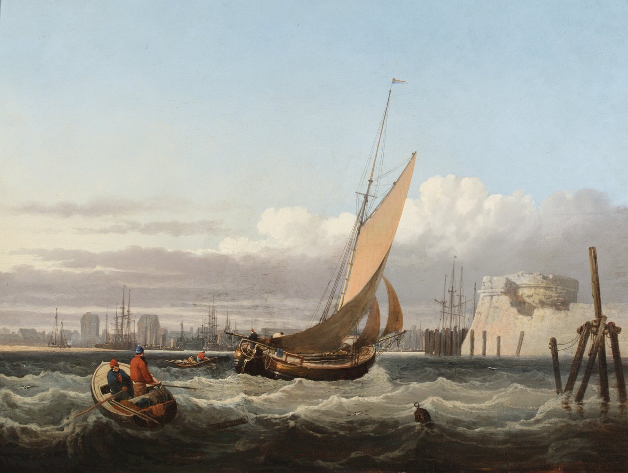 Ein Werftleichter dreht in den Hafen von Portsmouth ein von John Ward