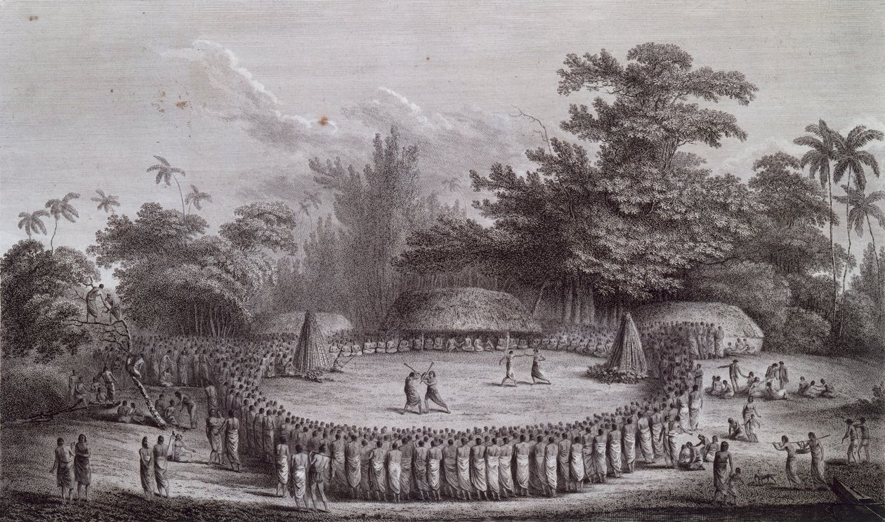 Tonga-Inseln: Willkommenszeremonie für Kapitän James Cook von John Webber